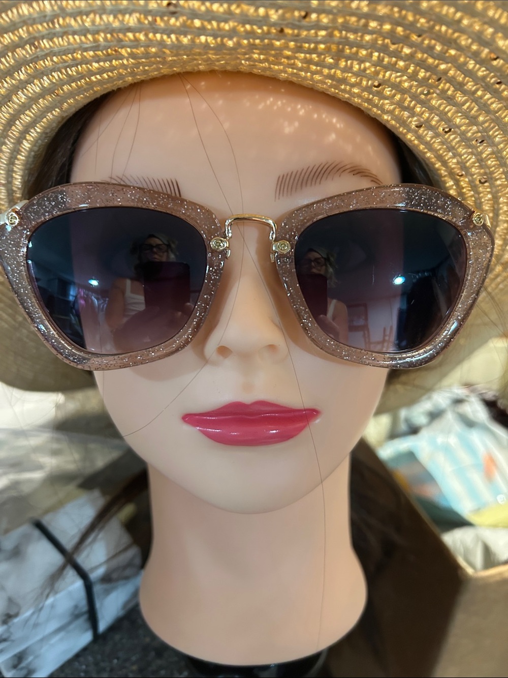 Sparkle Cat-Eye Sunglasses in Rose Glitter